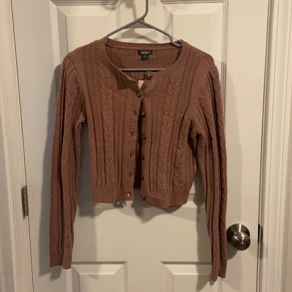 Mauve cardigan / button up shirt.